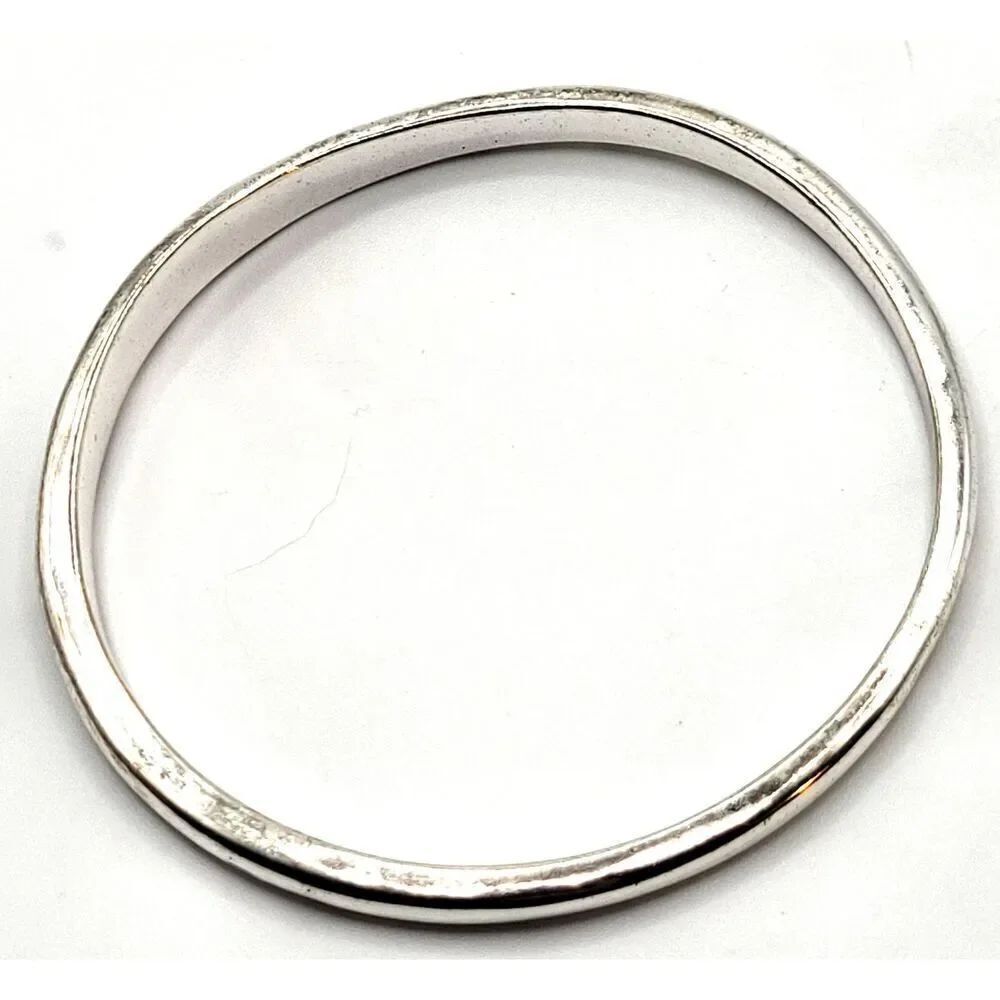 Artisan Wavy Silver Bangle Bracelet 2.6in dia